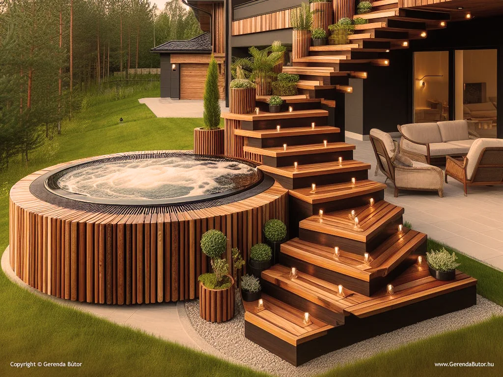jacuzzi lépcső gyártás