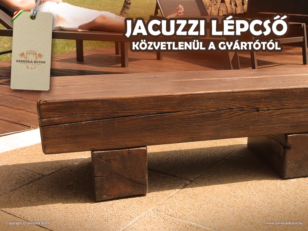 jacuzzi lépcső pácolás után asztalos műhelyünkben jakuzzi