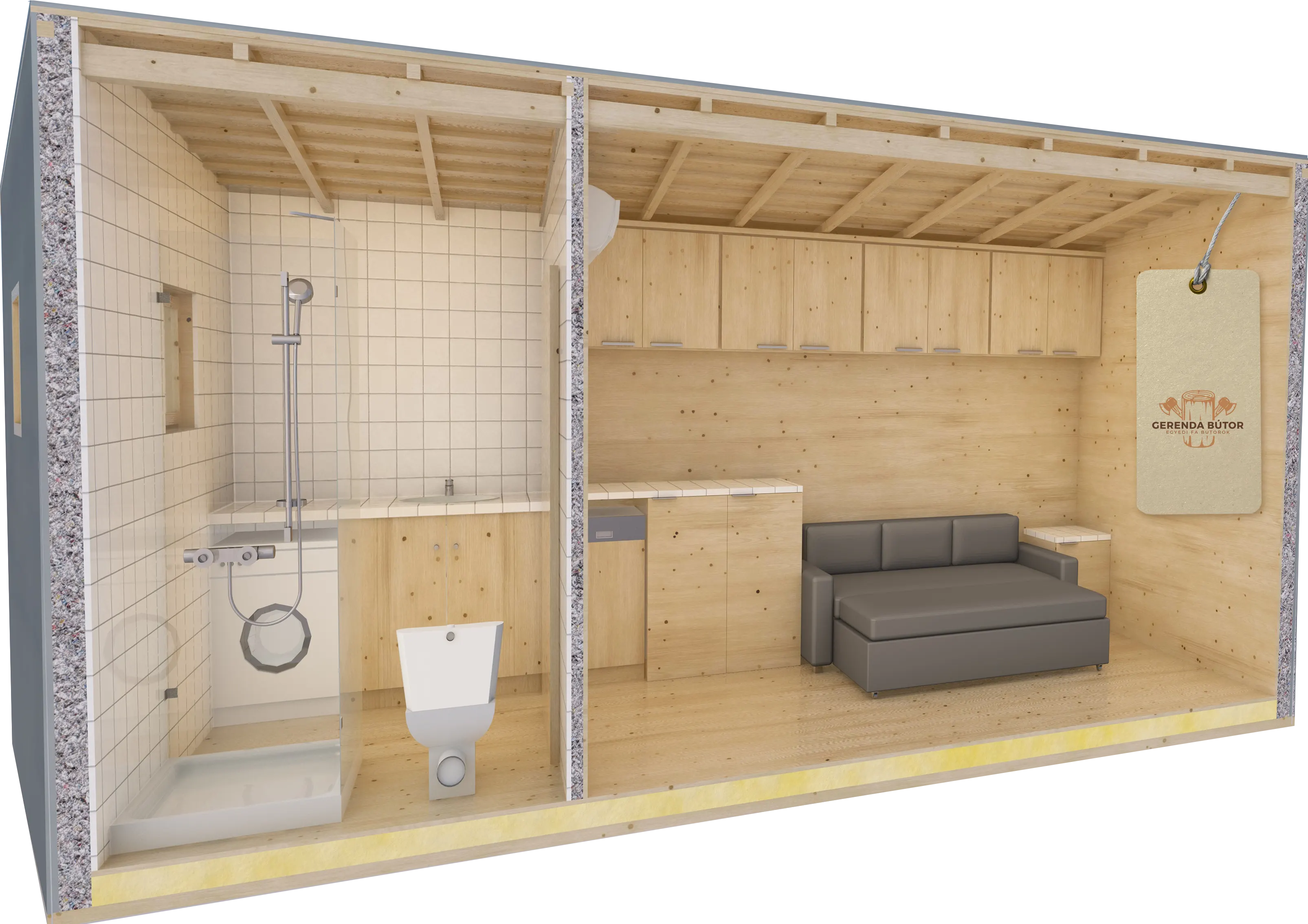 15 m² mobilház 3d terv Mobilház 3D terv