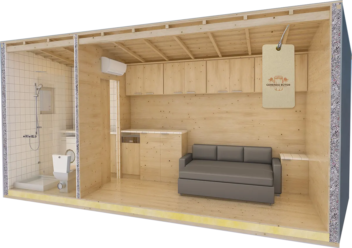 15 m² mobilház 3d terv Mobilház 3D terv