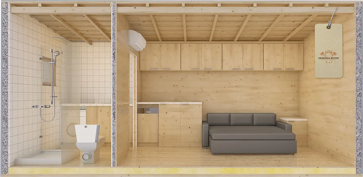 15 m² mobilház 3d terv Mobilház 3D terv